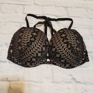 Victoria's Secret Black and Tan Geometric Lace Bra